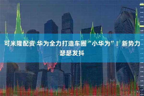 可米隆配资 华为全力打造车圈“小华为”！新势力瑟瑟发抖